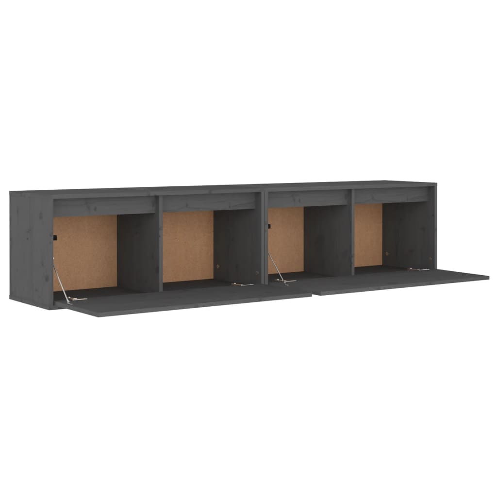 vidaXL Wall Cabinets 2 pcs Gray 31.5"x11.8"x13.8" Solid Wood Pine