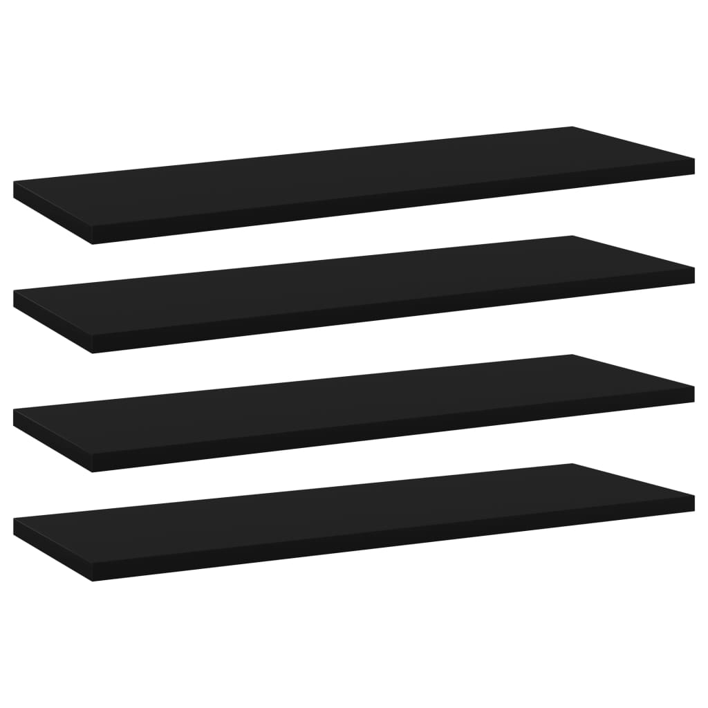 vidaXL Bookshelf Boards 4 pcs Black 23.6"x7.9"x0.6" Engineered Wood