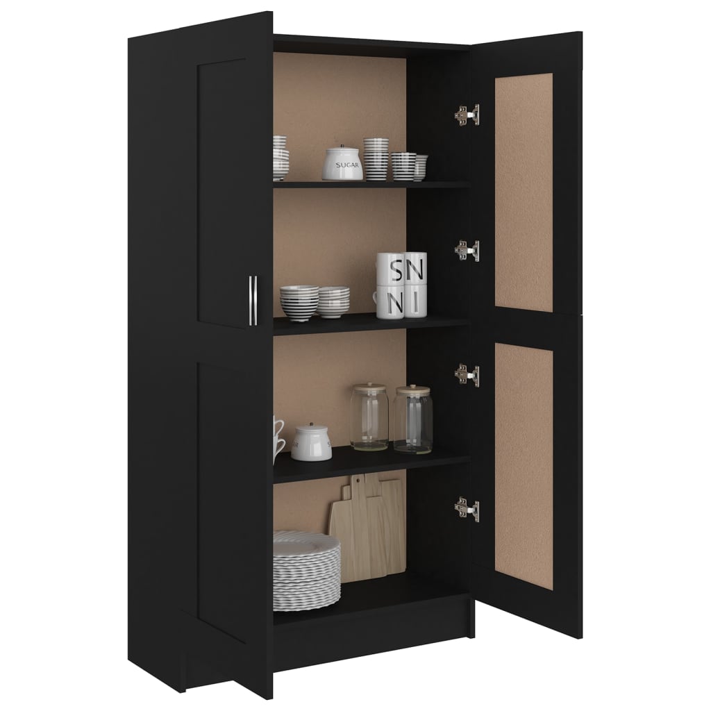 vidaXL Book Cabinet Black 32.5"x12"x59.1" Engineered Wood