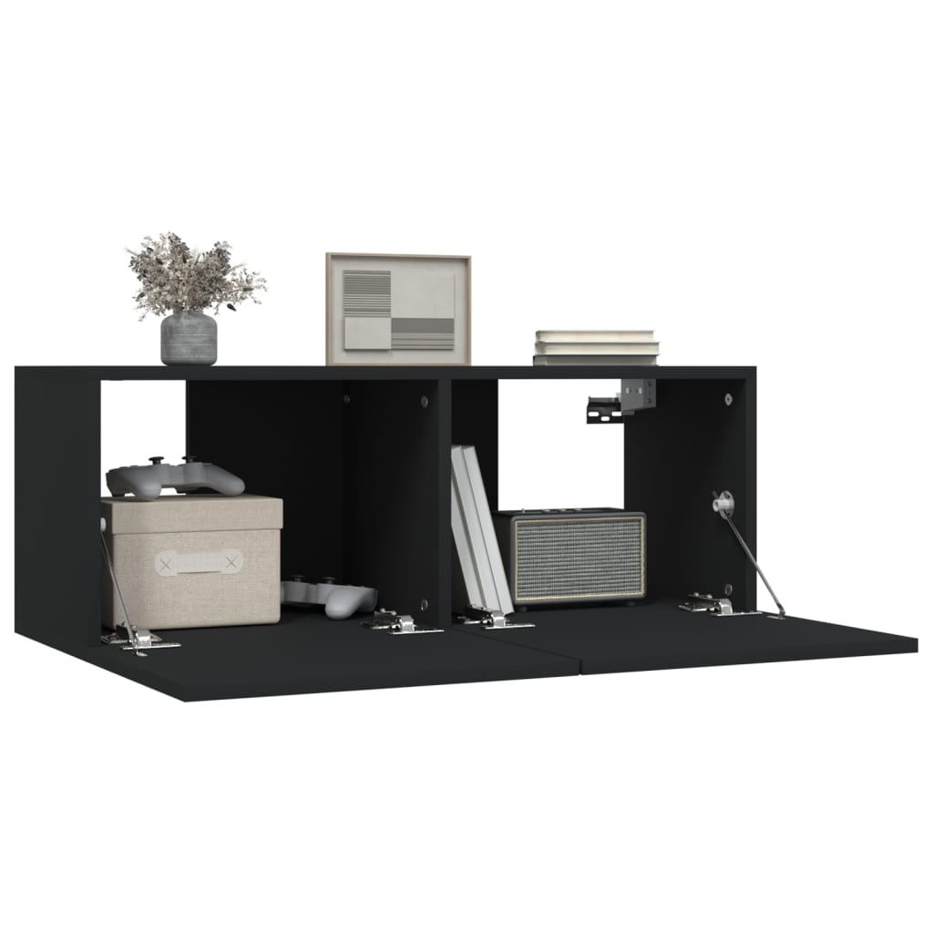 vidaXL TV Cabinets 2 pcs Black 31.5"x11.8"x11.8" Engineered Wood