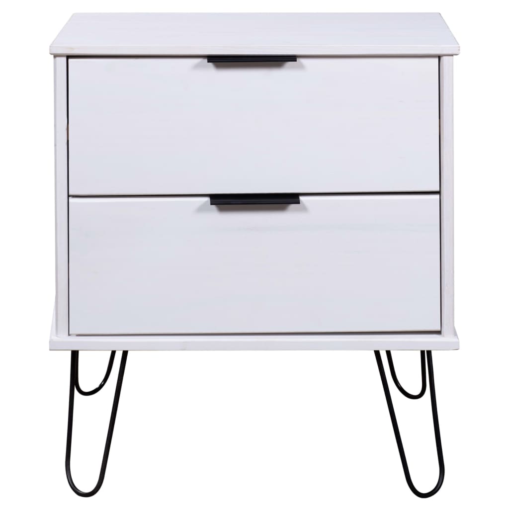 vidaXL Bedside Cabinet White 17.7"x15.6"x22.4" Solid Pine Wood