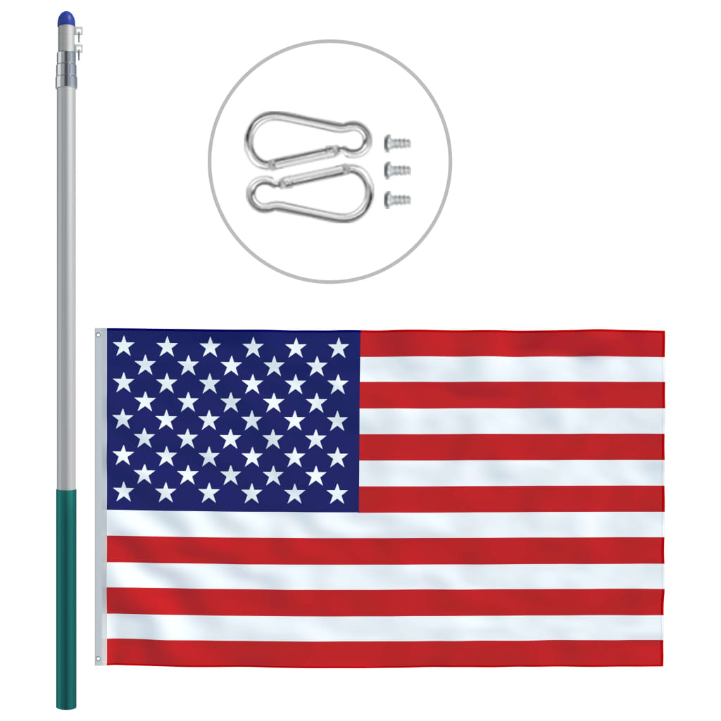 vidaXL US Flag and Pole Aluminum 19.7'