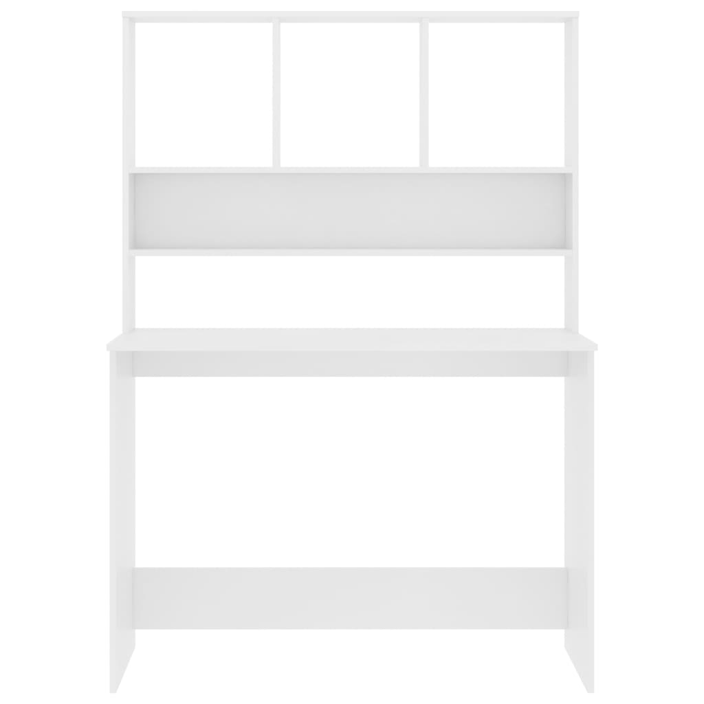 vidaXL Desk with Shelves White 43.3"x17.7"x61.8" Engineered Wood