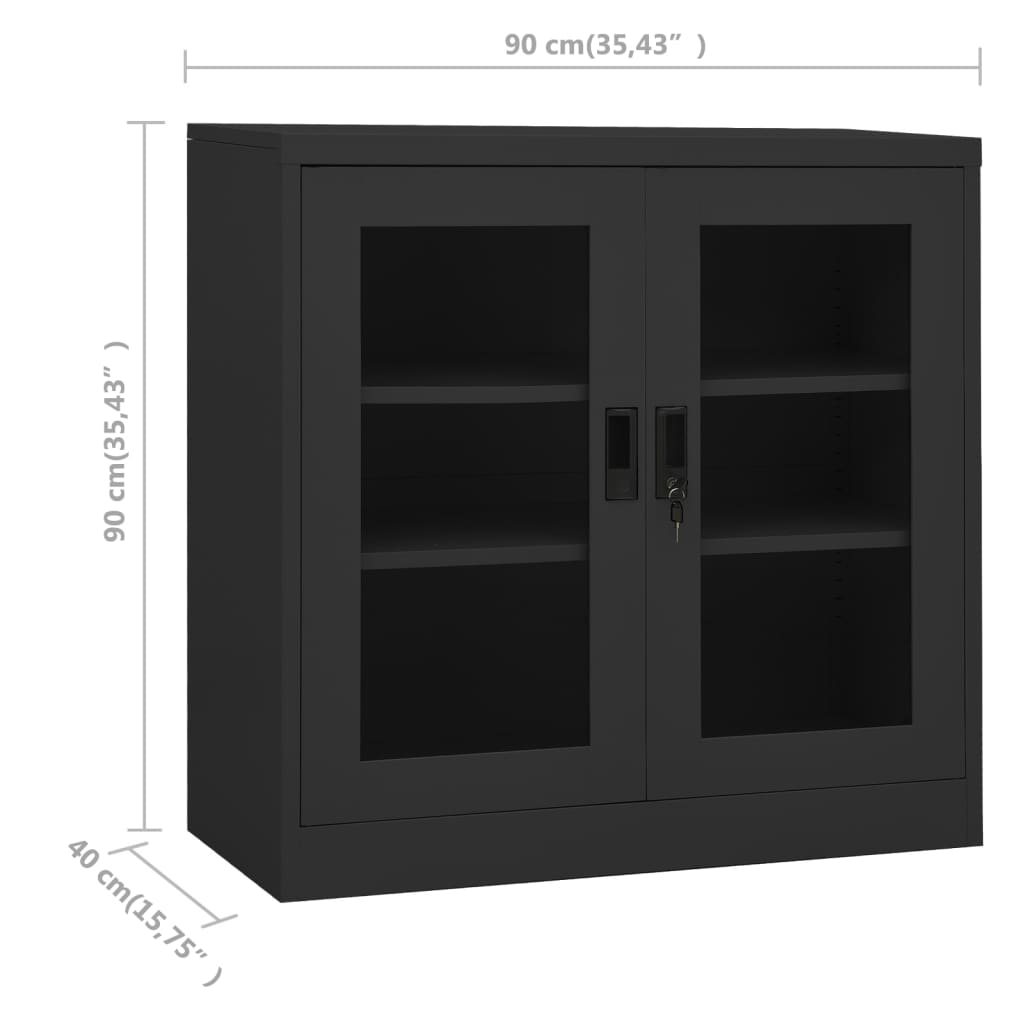 vidaXL Office Cabinet Anthracite 35.4"x15.7"x35.4" Steel