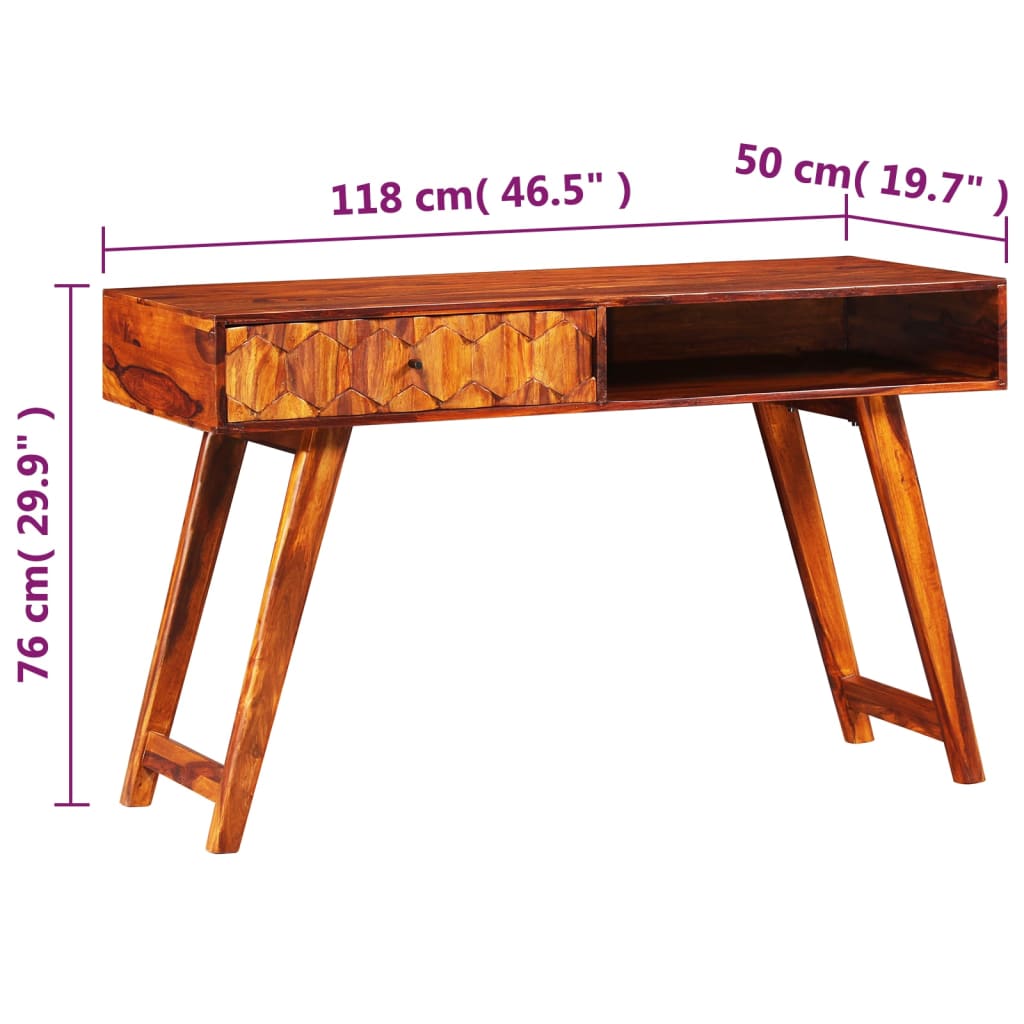 vidaXL Writing Table Solid Sheesham Wood 46.5"x19.7"x29.9"