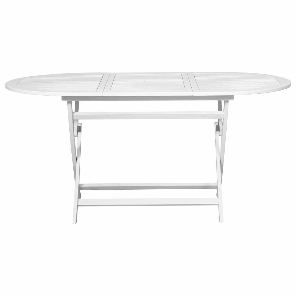 vidaXL Patio Table White 63"x33.5"x29.5" Solid Acacia Wood