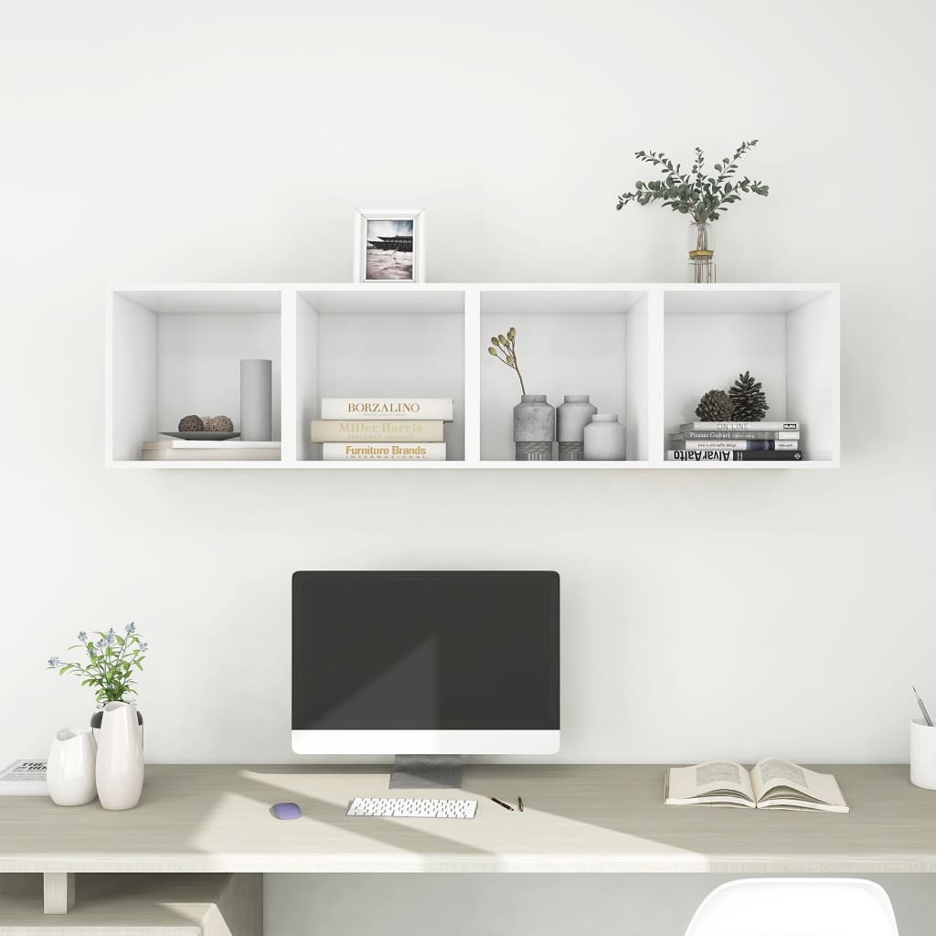 vidaXL Wall Cabinets 4 pcs White 14.6"x14.6"x14.6" Chipboard