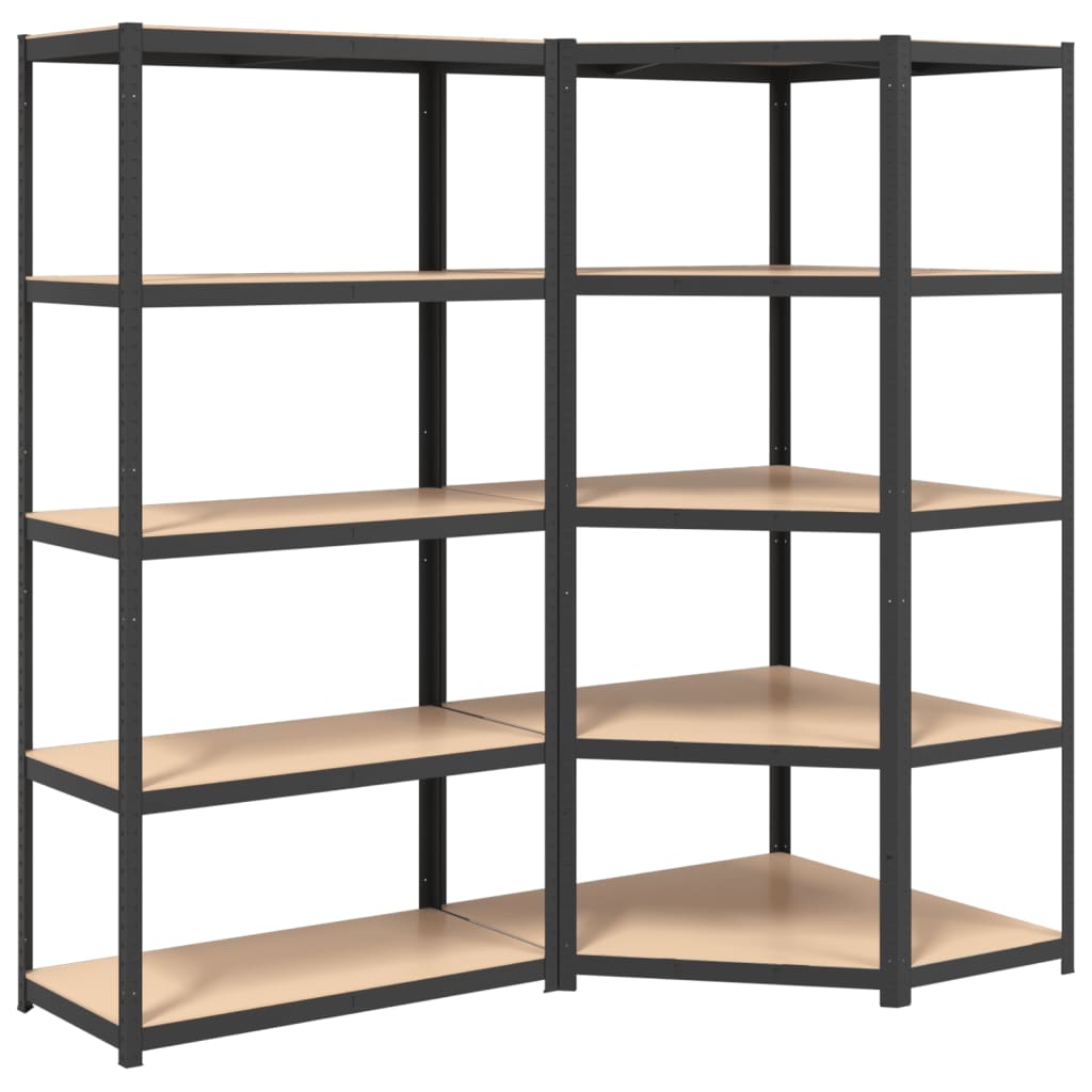 vidaXL 5-Layer Heavy-duty Shelves 2 pcs Gray Steel&Engineered Wood