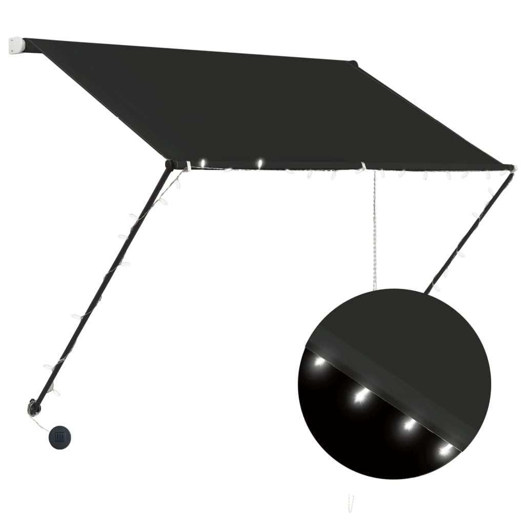 vidaXL Retractable Awning with LED 39.4"x59.1" Anthracite