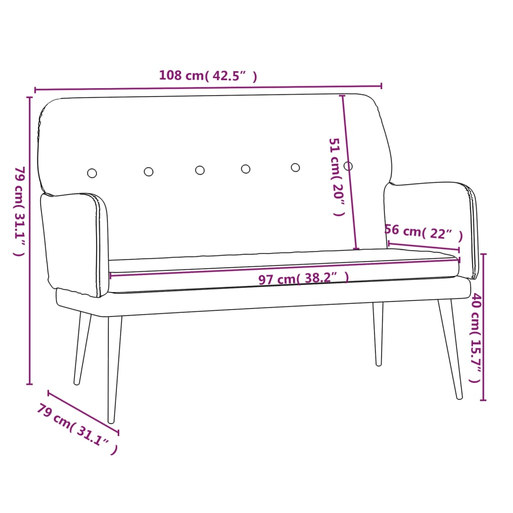 vidaXL Bench Light Gray 42.5"x31.1"x31.1" Velvet