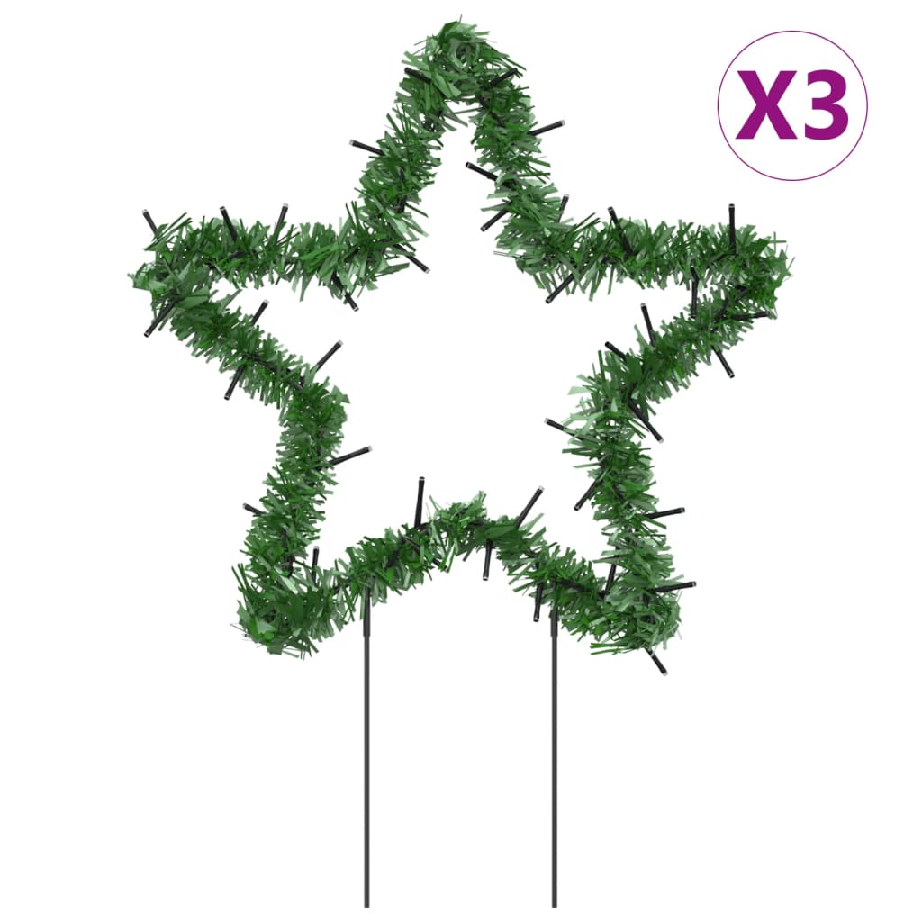 vidaXL Christmas Light Decorations with Spikes 3 pcs Star 50 LEDs 11.4"
