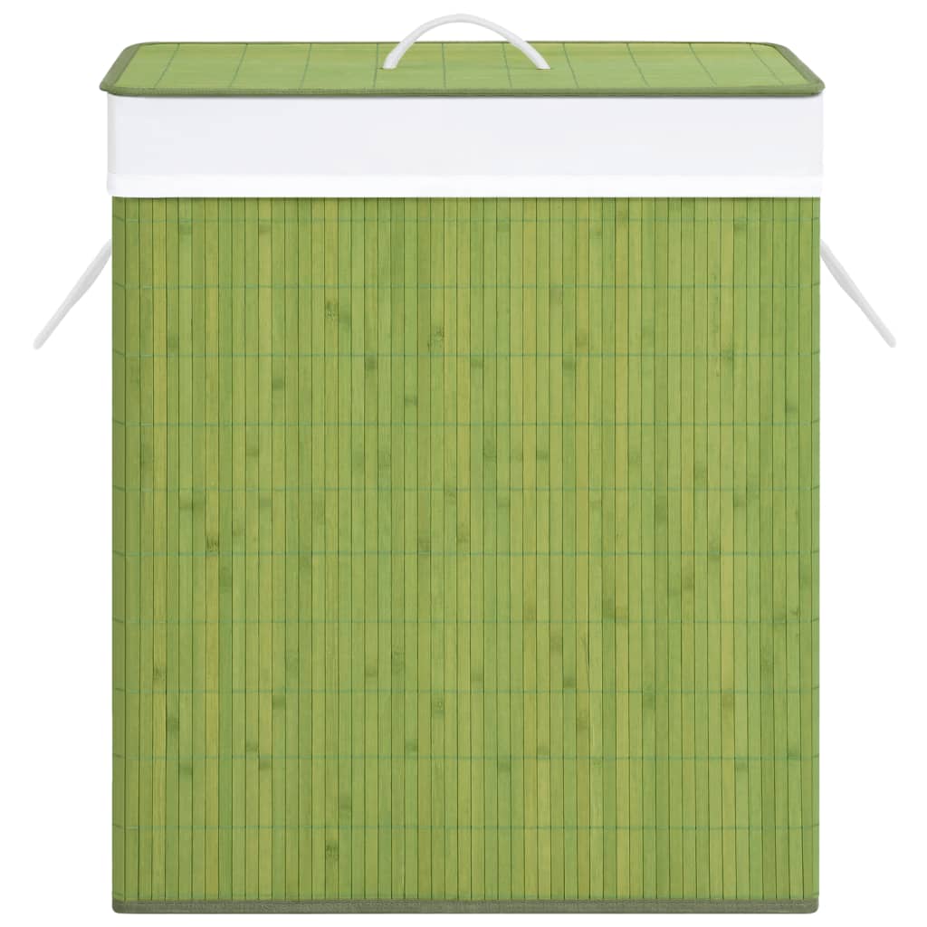 vidaXL Bamboo Laundry Basket with 2 Sections Green 26.4 gal