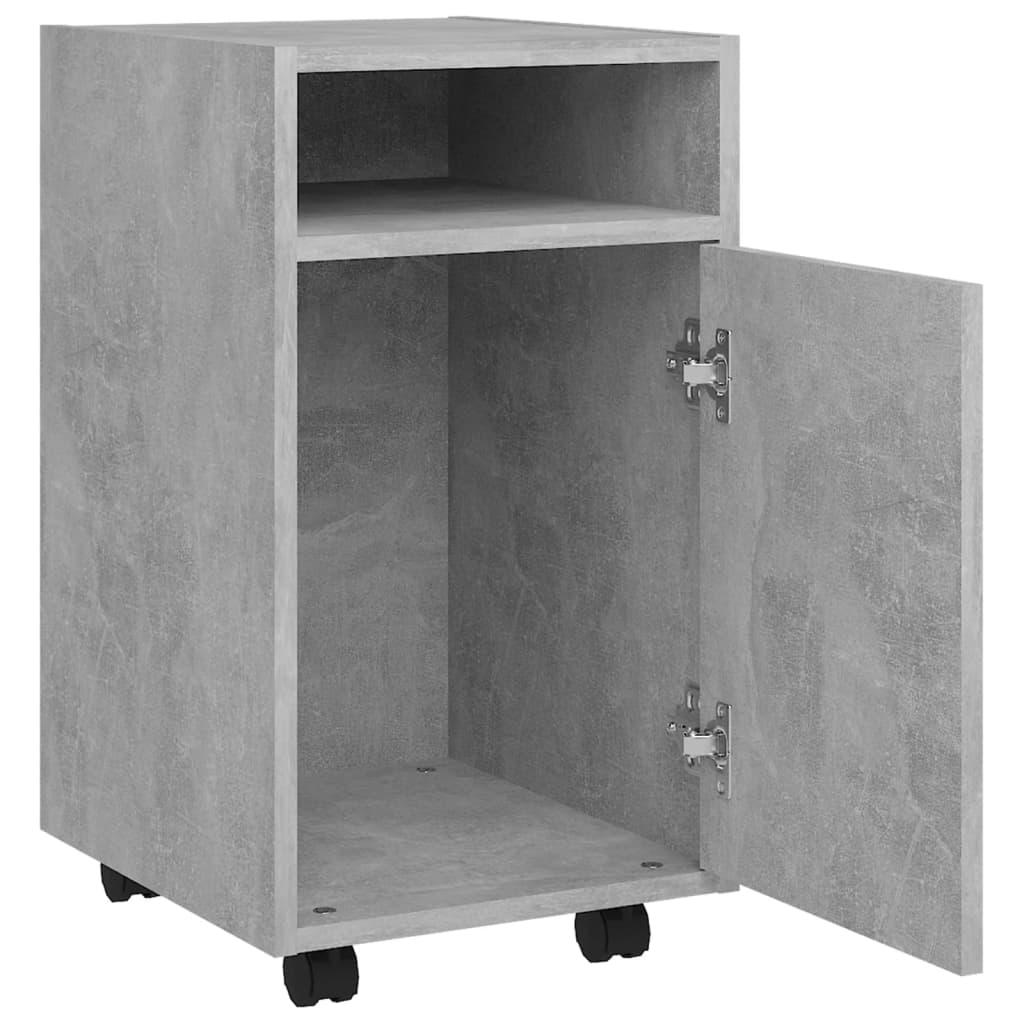 vidaXL Side Cabinet with Wheels Concrete Gray 13"x15"x23.6" Chipboard