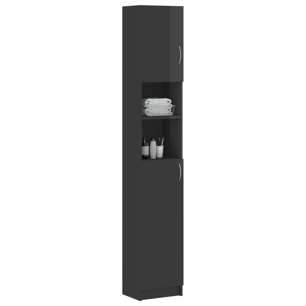 vidaXL Bathroom Cabinet High Gloss Gray 12.6"x10"x74.8" Chipboard
