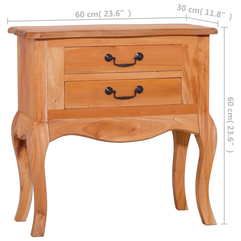 vidaXL Side Table 23.6"x11.8"x23.6" Solid Mahogany Wood