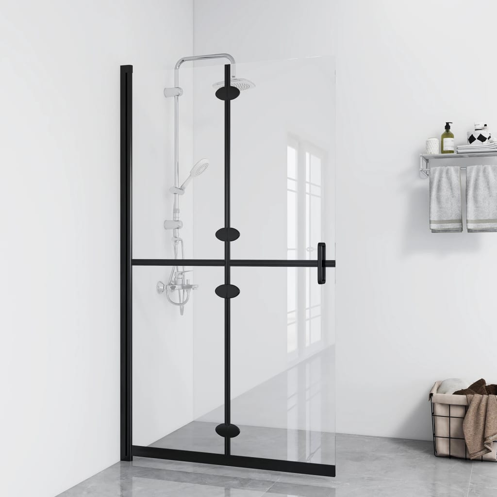 vidaXL Foldable Walk-in Shower Wall Transparent ESG Glass 39.4"x74.8"