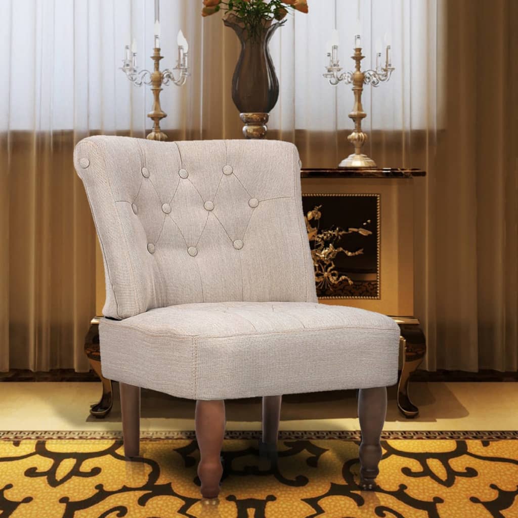 vidaXL French Chair Cream Fabric