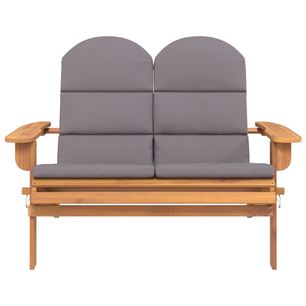vidaXL Adirondack Patio Bench with Cushions 49.6" Solid Wood Acacia