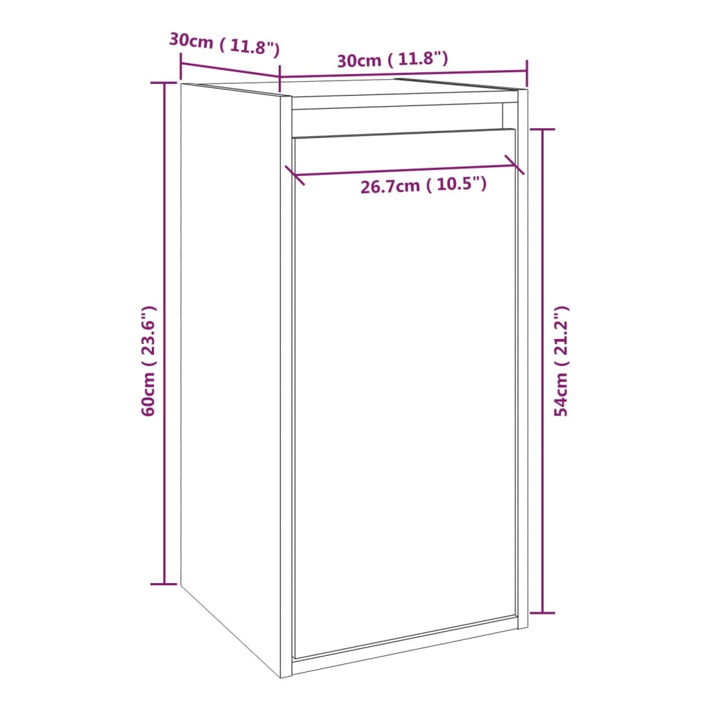 vidaXL Wall Cabinet Gray 11.8"x11.8"x23.6" Solid Wood Pine