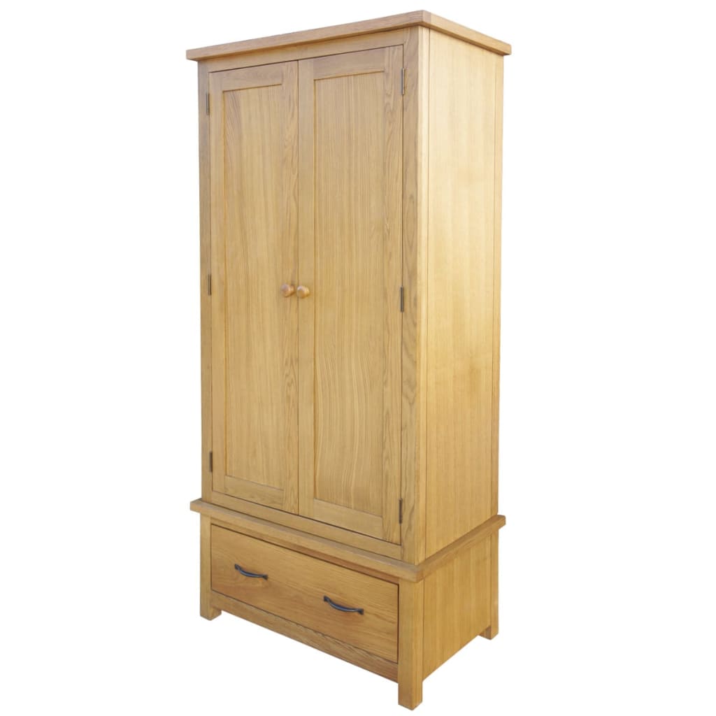 vidaXL Wardrobe with 1 Drawer 35.4"x20.5"x72" Solid Oak Wood