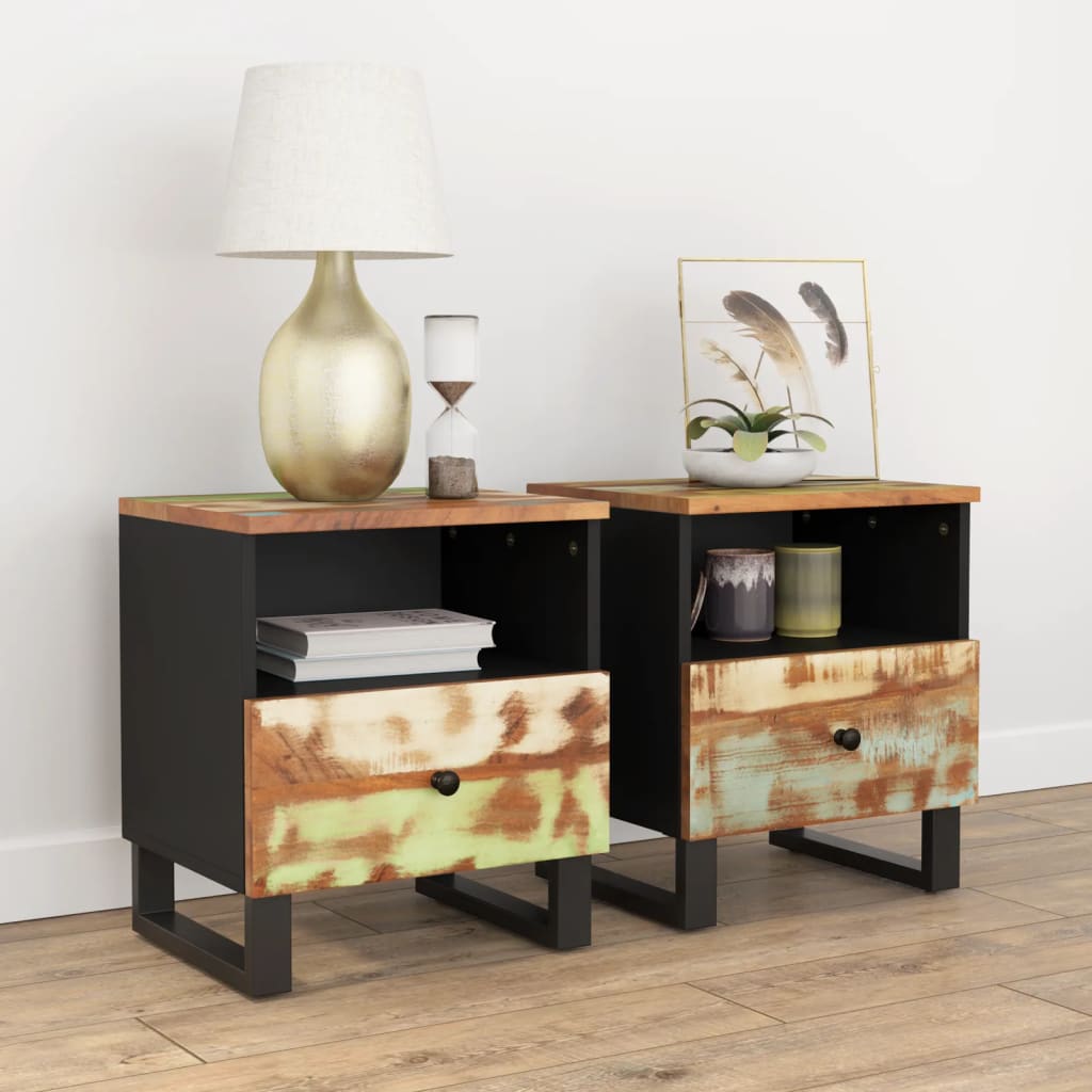 vidaXL Bedside Cabinets 2 pcs Solid Wood Reclaimed&Engineered Wood