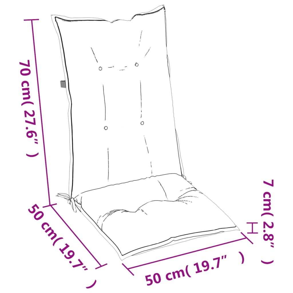 vidaXL Garden Highback Chair Cushions 4 pcs Cream 47.2"x19.7"x2.8" Fabric