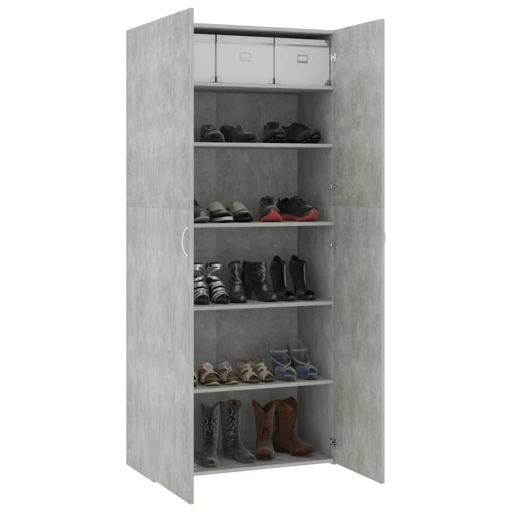 vidaXL Shoe Cabinet Concrete Gray 31.5"x14"x70.9" Chipboard