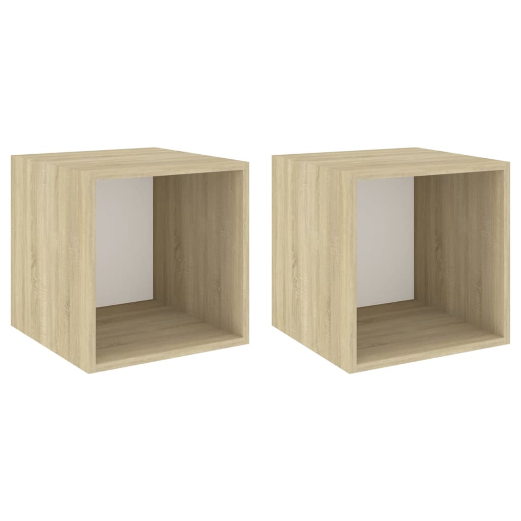 vidaXL Wall Cabinets 2 pcs White and Sonoma Oak 14.6"x14.6"x14.6" Engineered Wood