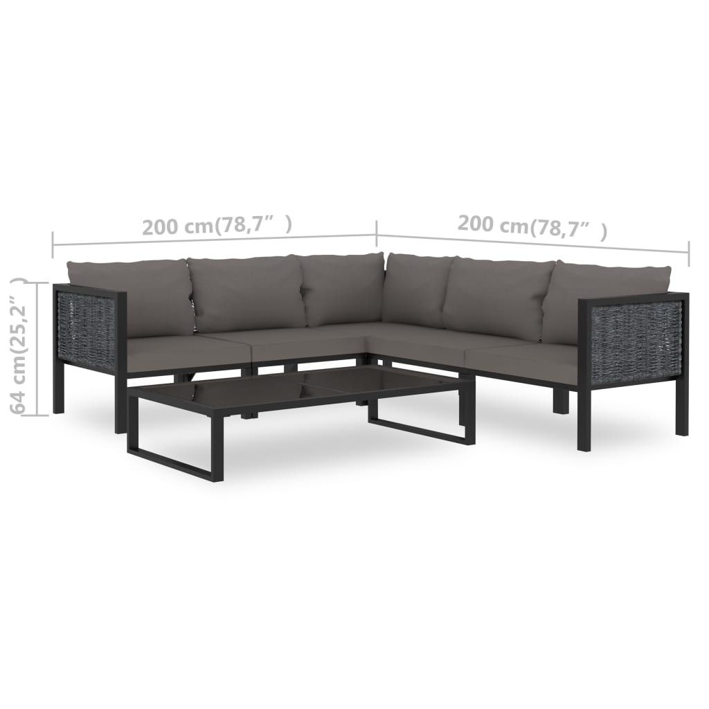 vidaXL 6 Piece Patio Lounge Set with Cushions Poly Rattan Anthracite