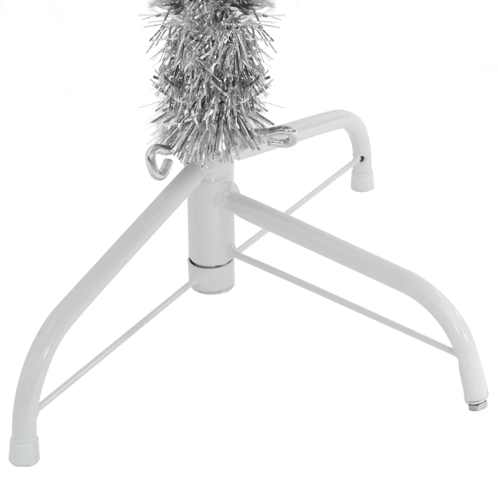 vidaXL Artificial Half Christmas Tree with Stand Silver 5 ft PET