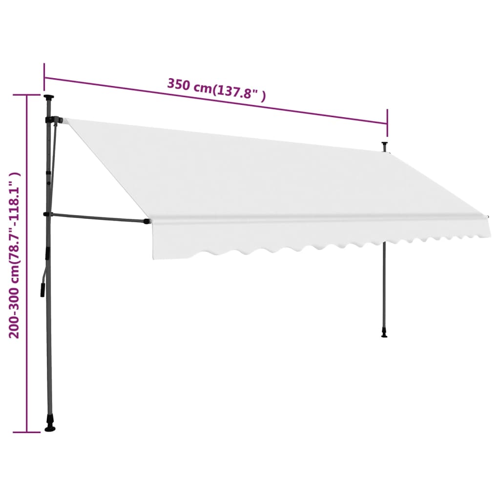 vidaXL Manual Retractable Awning with LED 137.8" Cream