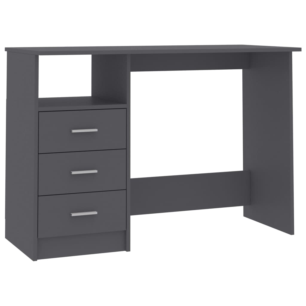 vidaXL Desk with Drawers Gray 43.3"x19.7"x29.9" Engineered Wood