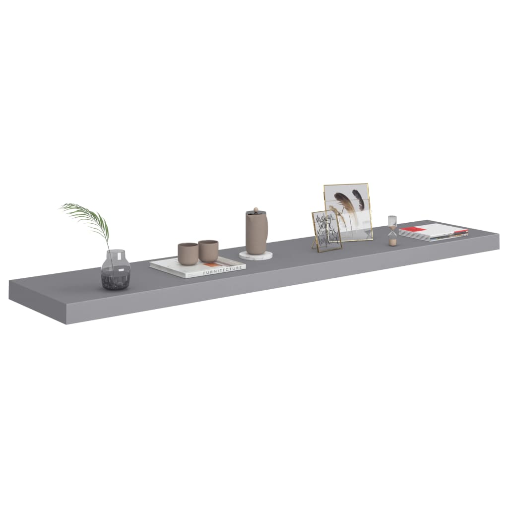 vidaXL Floating Wall Shelf Gray 47.2"x9.3"x1.5" MDF