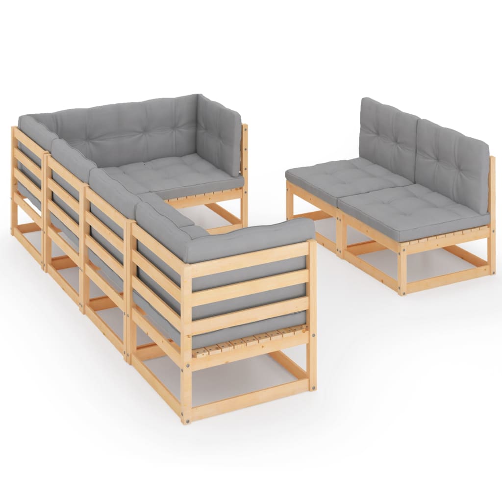 vidaXL 7 Piece Patio Lounge Set with Cushions Solid Wood Pine