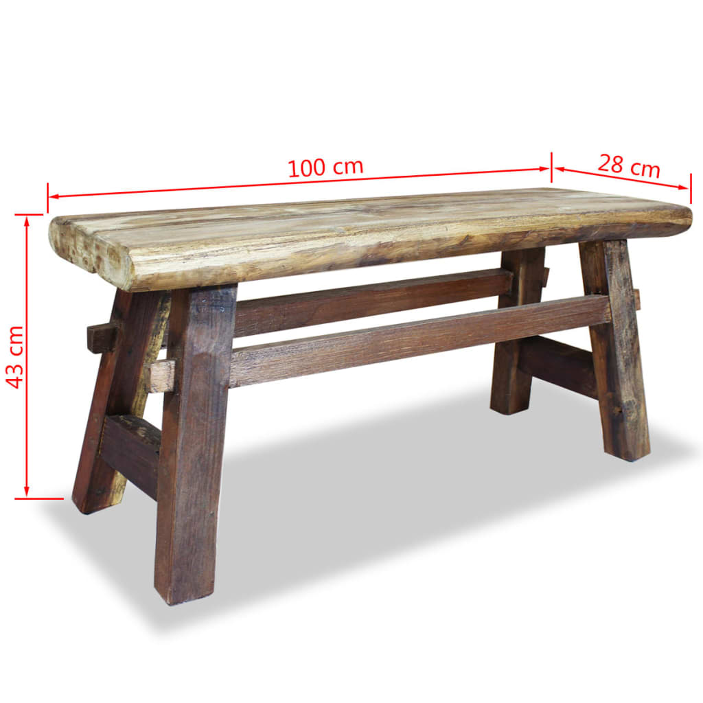 vidaXL Bench Solid Reclaimed Wood 39.4"x11"x16.9"