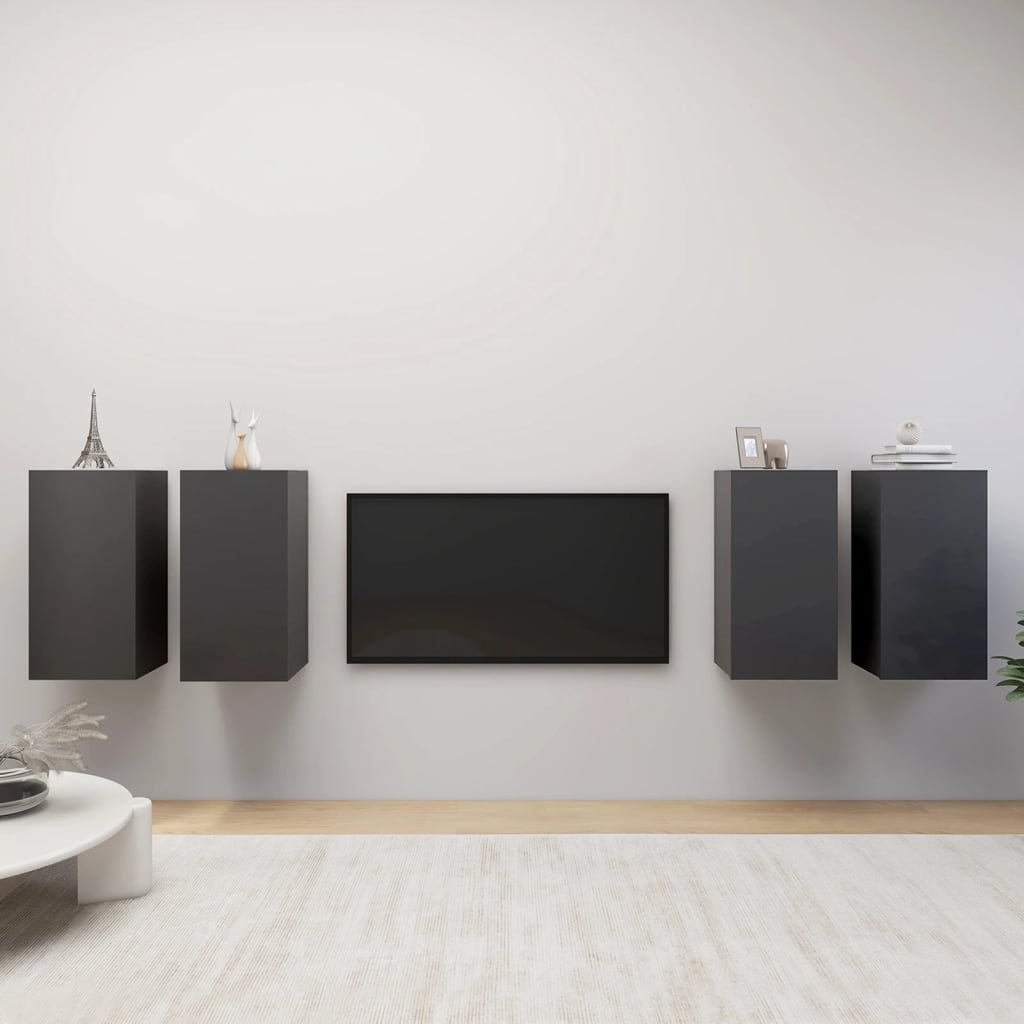 vidaXL TV Cabinets 4 pcs Gray 12"x11.8"x23.6" Engineered Wood