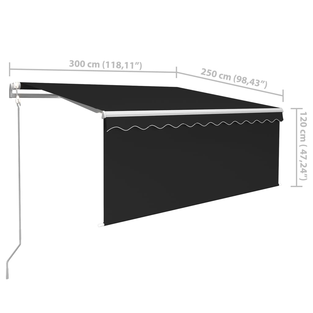 vidaXL Automatic Retractable Awning with Blind 9.8'x8.2' Anthracite