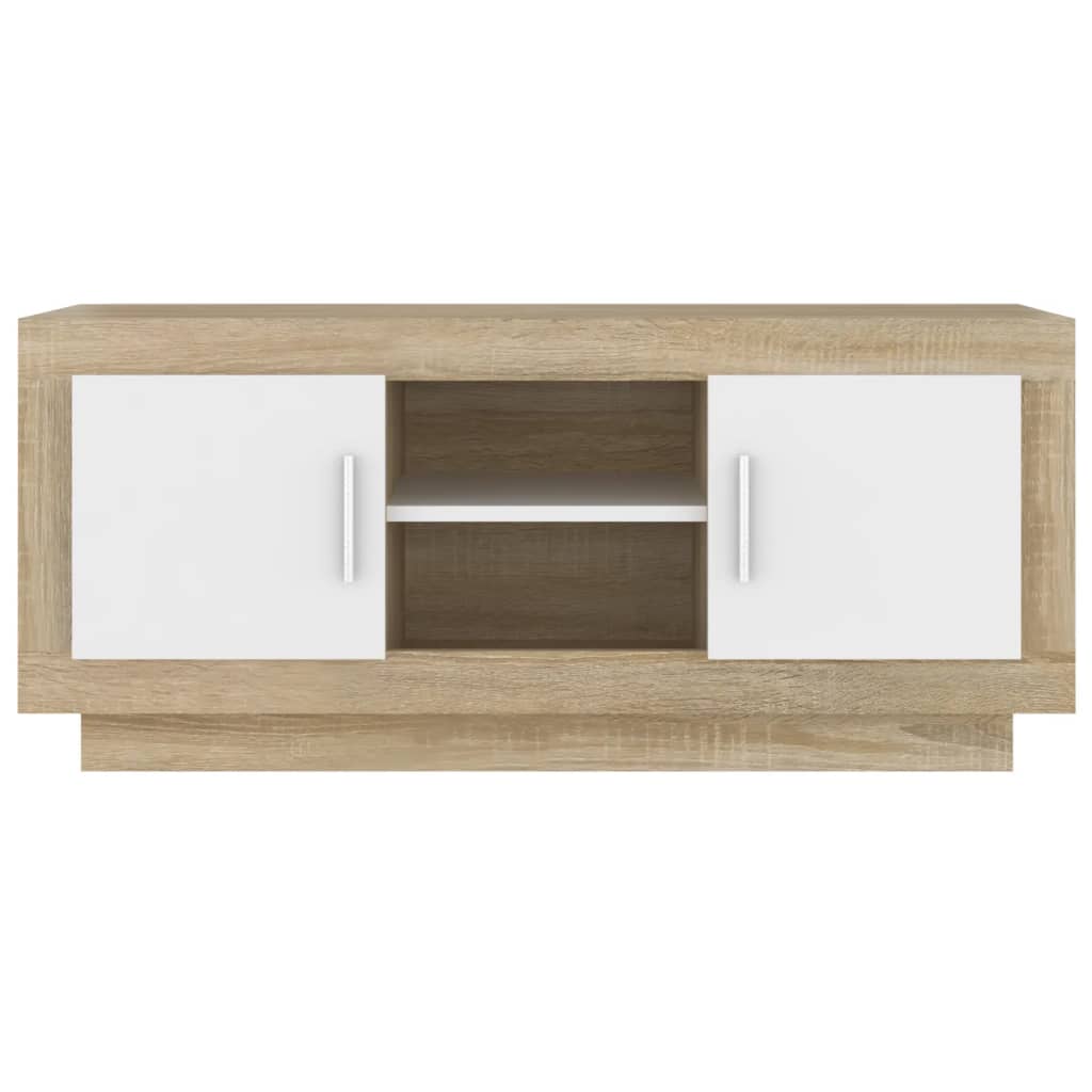 vidaXL TV Cabinet White and Sonoma Oak 40.2"x13.8"x17.7" Engineered Wood