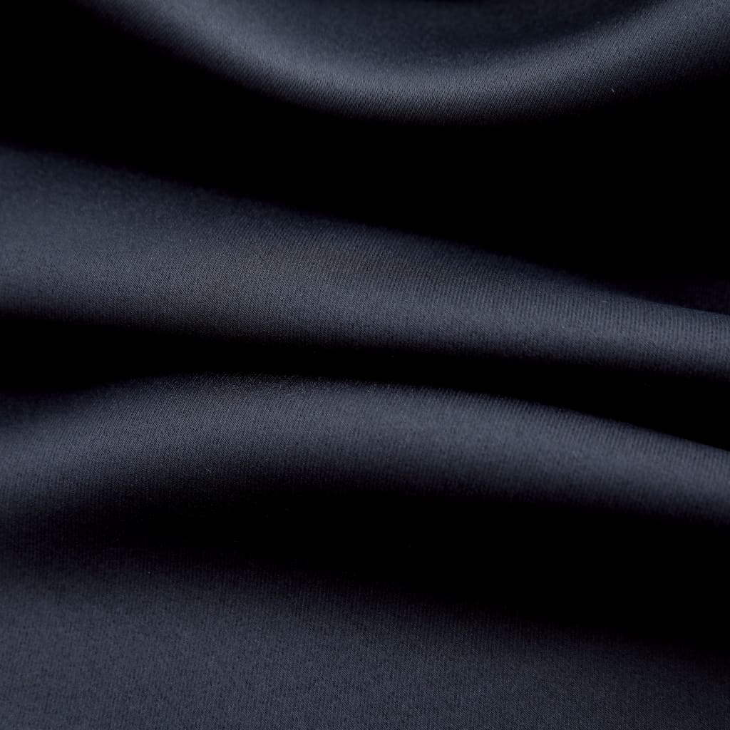 vidaXL Blackout Curtains with Rings 2 pcs Black 37"x84" Fabric
