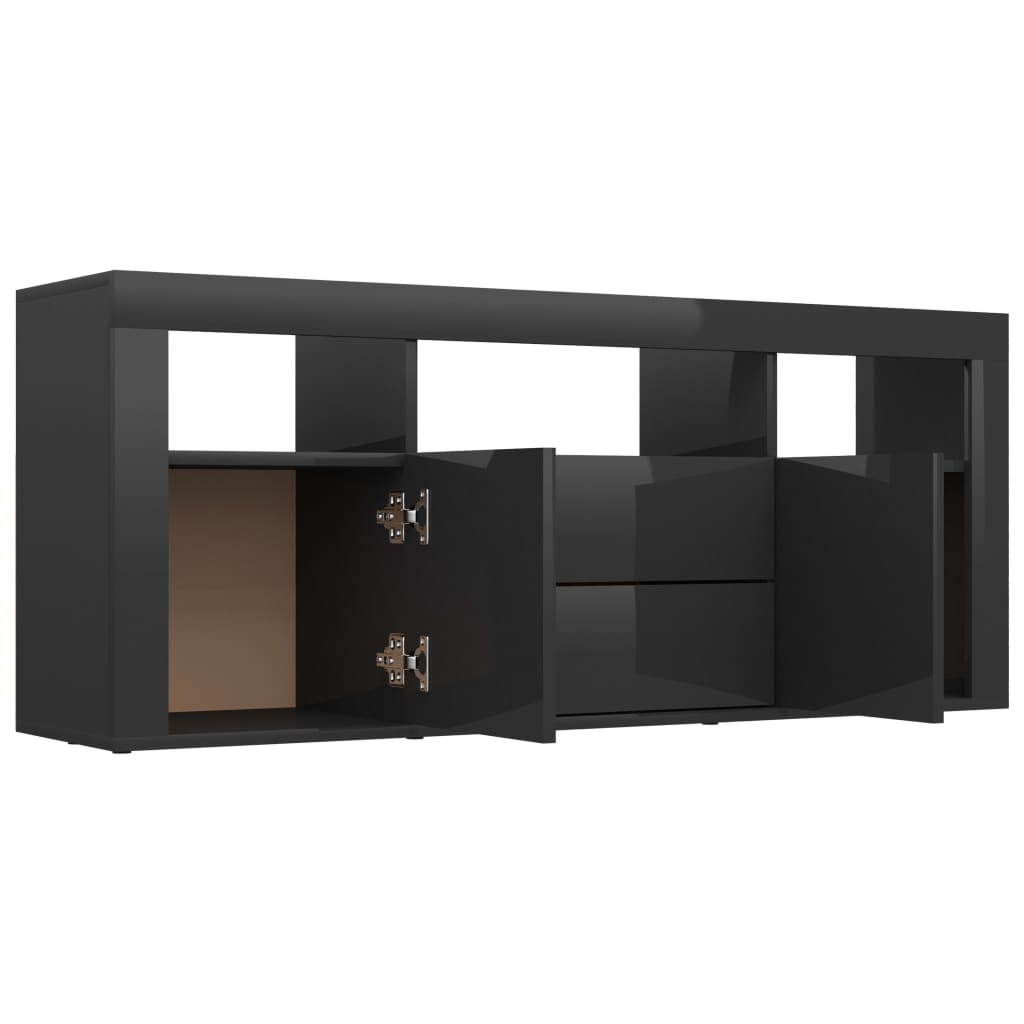 vidaXL TV Cabinet High Gloss Black 47.2"x11.8"x19.6" Chipboard