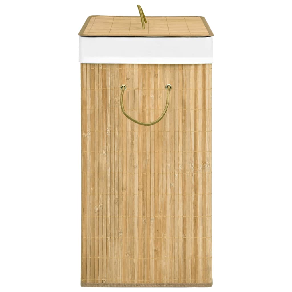 vidaXL Bamboo Laundry Basket with 2 Sections 26.4 gal