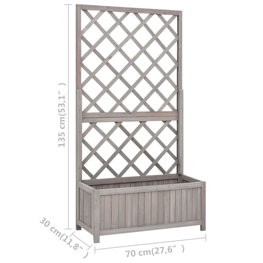 vidaXL Garden Trellis Planter Gray 27.6"x11.8"x53.1" Solid Firwood