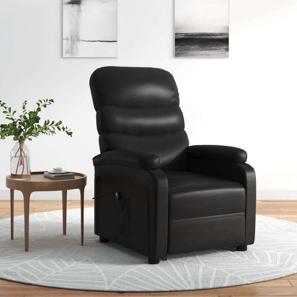 vidaXL Stand-up Recliner Black Faux Leather
