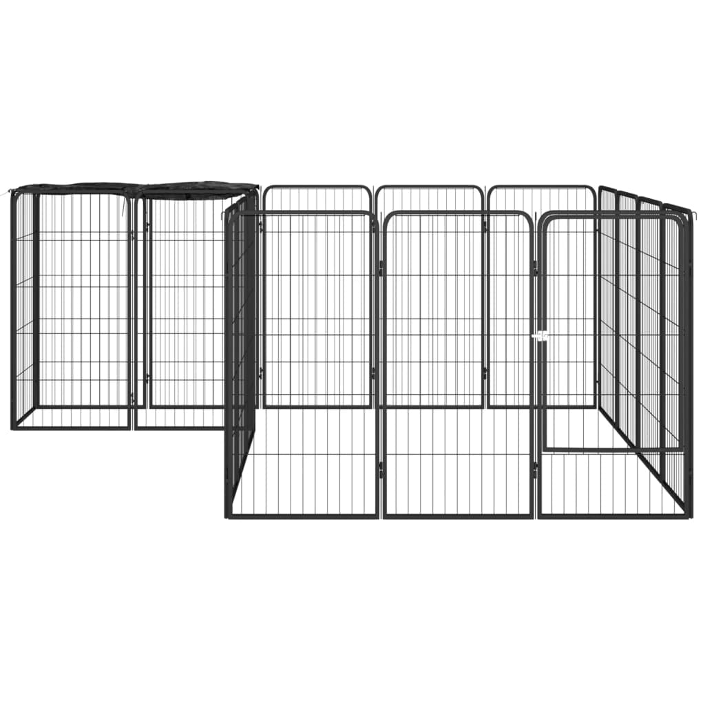 vidaXL 18-Panel Dog Playpen Black 19.7"x39.4" Powder-coated Steel