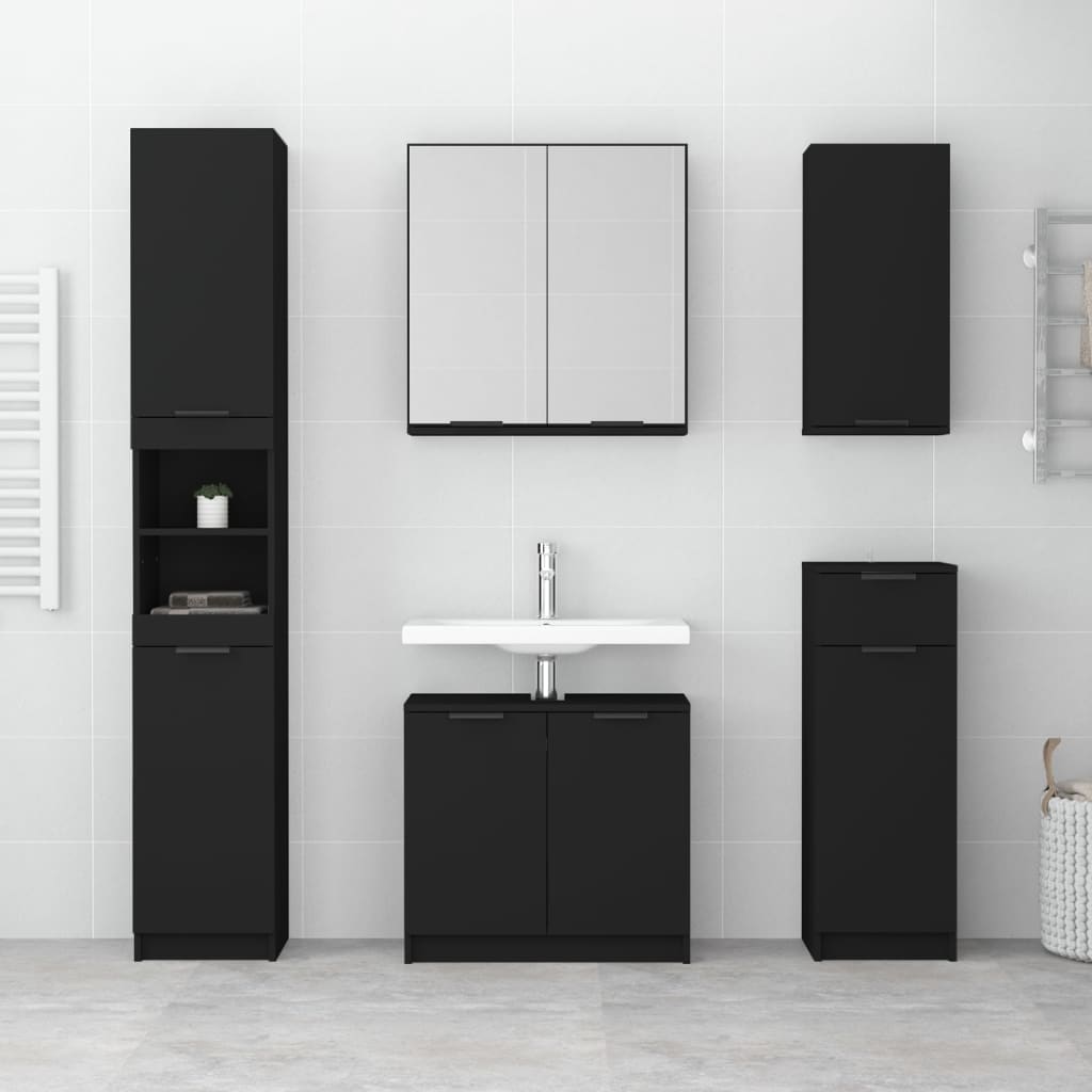 vidaXL Bathroom Cabinet Black 25.4"x13.2"x23.2" Engineered Wood