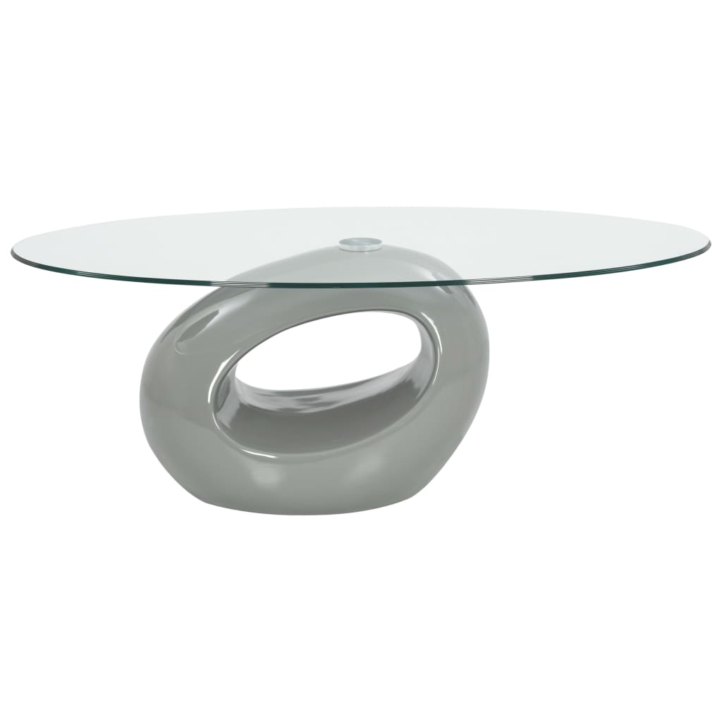 vidaXL Coffee Table with Oval Glass Top High Gloss Gray