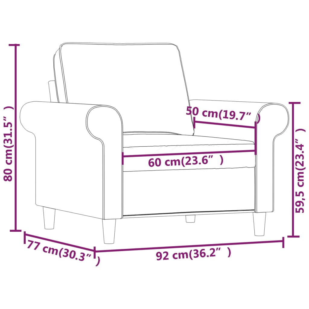 vidaXL Sofa Chair Dark Gray 23.6" Fabric