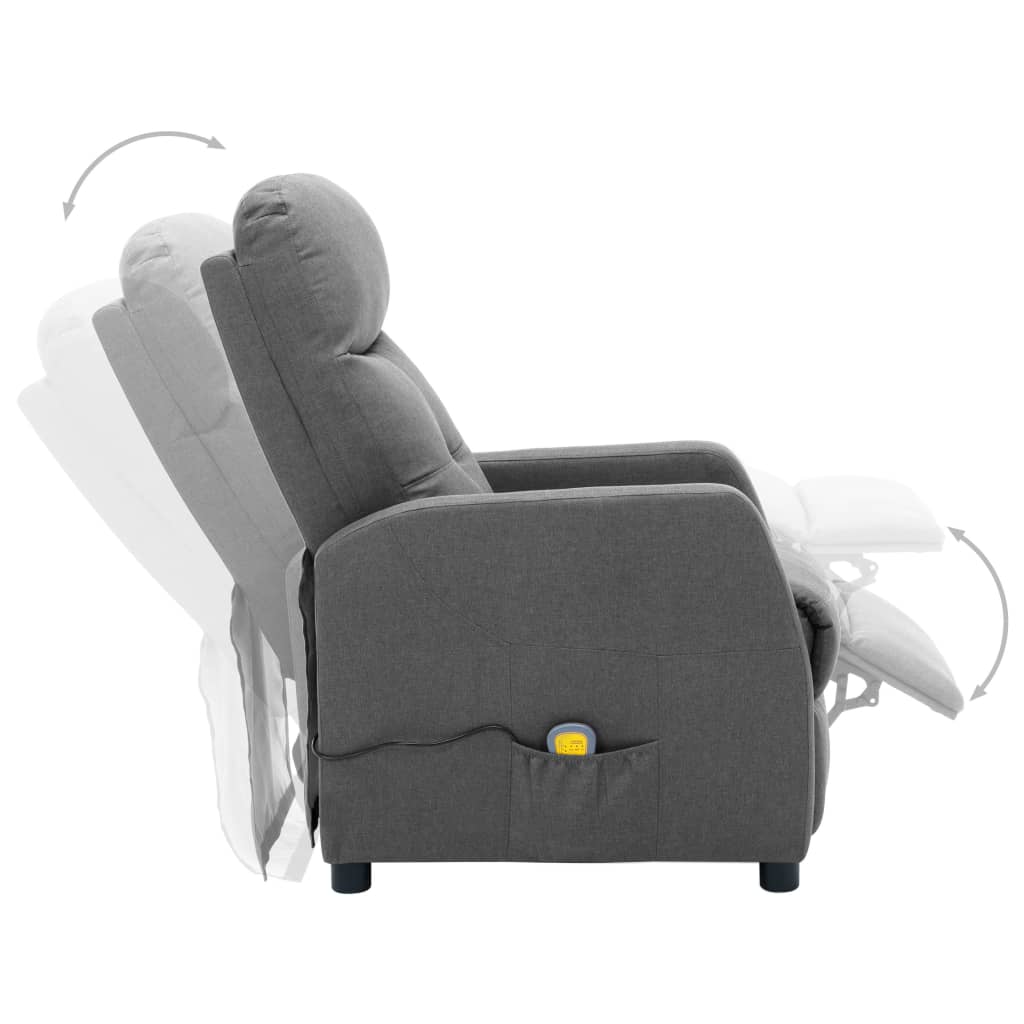 vidaXL Electric Massage Recliner Light Gray Fabric