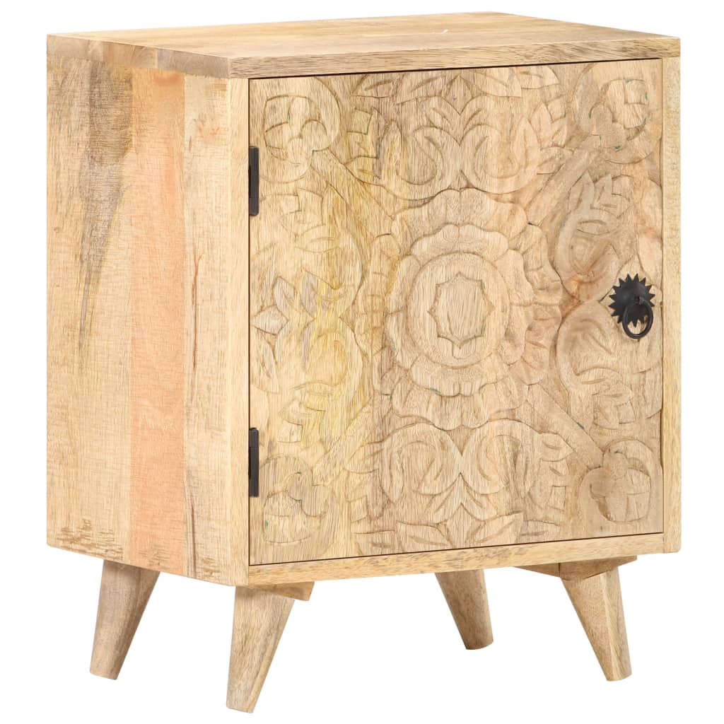 Details about   vidaXL Nightstand White and Brown 15.7"x11.8"x19.6" Solid Rough Mango Wood 