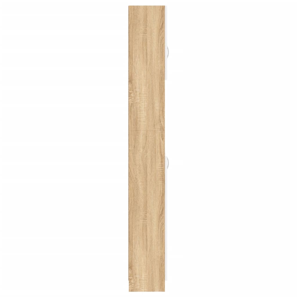 vidaXL Bathroom Cabinet White and Sonoma Oak 12.6"x10"x74.8" Engineered Wood
